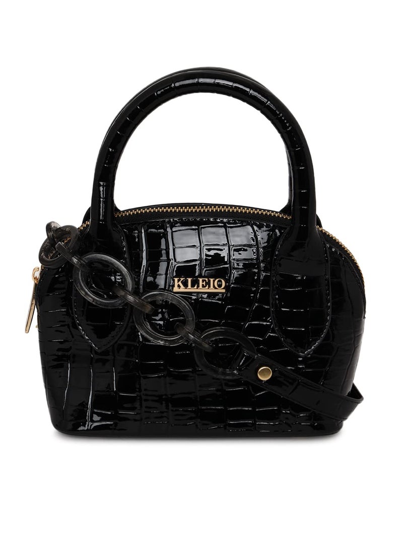 KLEIO Designer Solid Chic Sling Handbag for Women - Black - Image 1